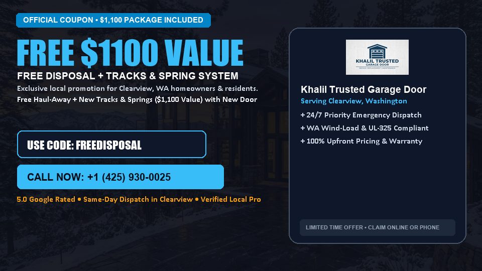 Khalil Trusted Garage Door FREE Haul-Away & Heavy-Duty Tracks with New Door in Clearview, WA